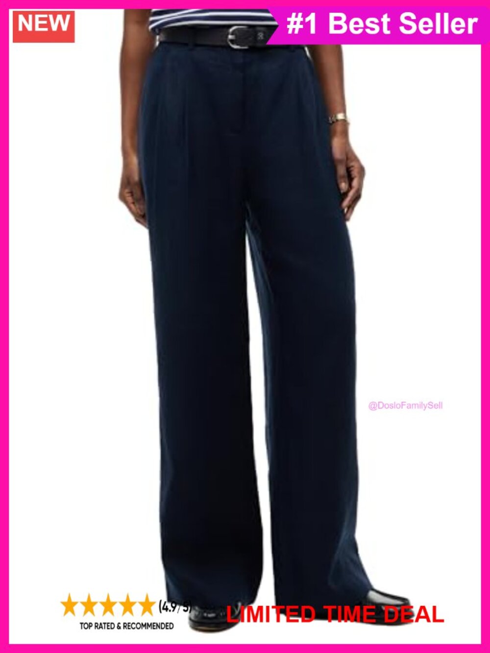 Wide Leg Tailored Linen Pants with Pockets